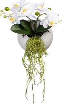 Umělá květina Gasper Umělá orchidej v závěsné váze 25 cm bílá