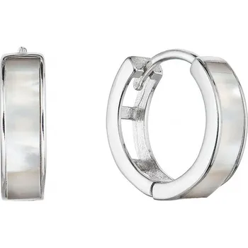 Náušnice Stříbrné náušnice kruhy s perletí 11428.1 perleť