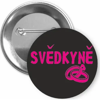 ON-DESIGN Placka s motivem Svědkyně 32 mm Barva: černá, Barva potisku: purpurová, Typ buttonu: špendlík