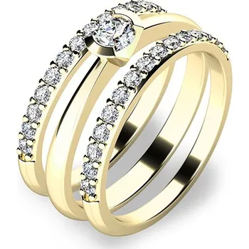 Prsten Zásnubní prsten žluté zlato 585/1000 zirkon set zásnubních 10840-SET02-ZZ velikost 56