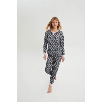 Dámské pyžamo Vamp - Pyžamo s dlouhými rukávy 19465 - Vamp gray stone XS