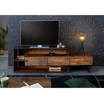 Televizní stolek CITY TV-deska akácie /, staré dřevo, 195x40x60 hnědě lakovaná