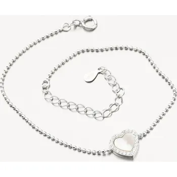 Náramek Dámský náramek stříbro 925 kuličkový se srdíčkem BST-14662 délka 19 cm