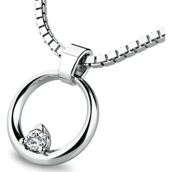 Oblečení a móda Dámský přívěsek přírodní diamant 0.050 ct G/SI - kroužek s briliantem 140023-B-DIA délka řetízku 42 cm