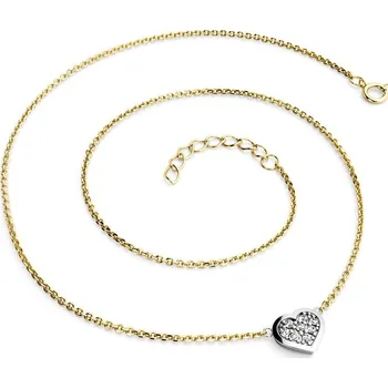 Náhrdelník Dámský náhrdelník zlato mix 585/1000 přírodní diamant 0.176 ct G/SI srdce s brilianty 10877-NH01-ZLB délka 42 cm