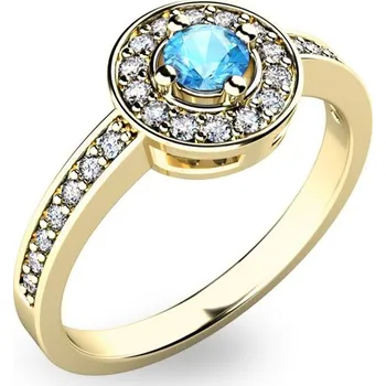 Oblečení a móda Dámský prsten žluté zlato 585/1000 přírodní diamant 0.150 ct G/SI topaz 10802Z-TPZ velikost 48