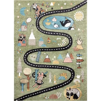 Koberec Hans Home Dětský kusový koberec Fun Route Street animals green - 80x150