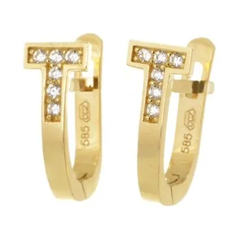 Náušnice Dámské náušnice ze žlutého zlata s čirými zirkony NA1311F + DÁREK ZDARMA