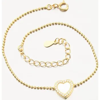 Oblečení a móda Dámský náramek stříbro 925 zlacený kuličkový se srdíčkem BST-14662/G délka 19 cm