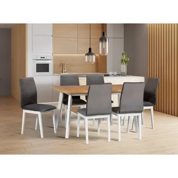 Jídelní set Jídelní sestava DX20, odstín lamina (deska stolu) sonoma, odstín dřeva (židle + nohy stolu) sonoma, potahový materiál látka