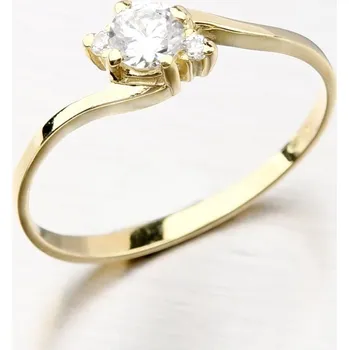 Prsten Dámský prsten žluté zlato 585 zirkon 351-0106-01 velikost 56