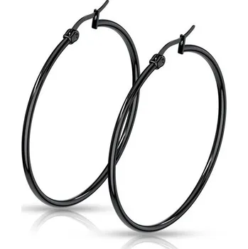 Náušnice Dámské náušnice ocel kroužky v černé barvě pro ženy 30 mm SEHHBJ-1201K-30