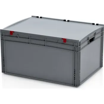 Úložný box Plastová EURO přepravka s víkem - otevřený úchyt, 80x60x43,5 cm, slevy