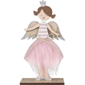Vánoční dekorace Princezna dřevěná na postavení 9 x 17 cm 5589