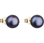 Zlaté 14 karátové náušnice pecky s peacock říční perlou 921042.3