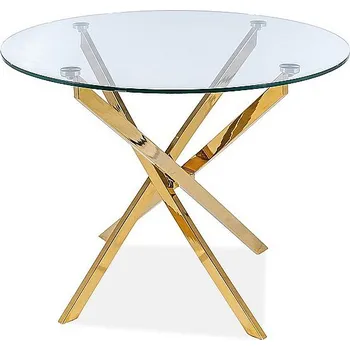 Kulatý jídelní stůl AGIS 90x90x75 sklo/zlaté