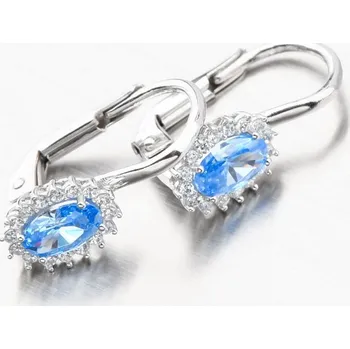 Náušnice Dámské náušnice bílé zlato 585 zirkon akvamarín a 12-704
