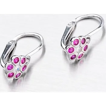 Náušnice Dětské náušničky bílé zlato 585 zirkon ve tvaru květiny 52DN-1737BBC