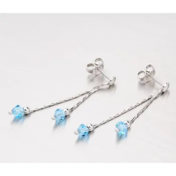 Náušnice Dámské náušnice stříbro 925 krystaly visací M6015SW-Blue