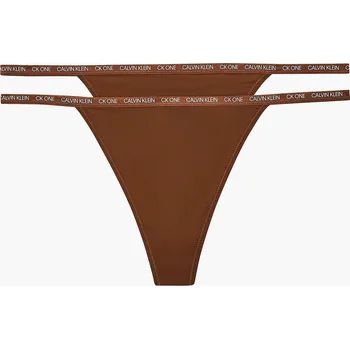 Dámské oblečení Dámská tanga 2 pack QD3807E CJ8 skořicová - Calvin Klein skořicová M