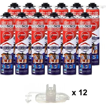POLYNOR Stříkaná pěnová izolace PRO 12x 750 ml + 12x rovná tryska