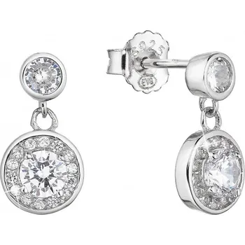 Náušnice Stříbrné náušnice visací kulaté se zirkony 11429.1