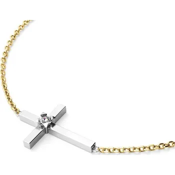 Náramek Dámský náramek žluté zlato 585/1000 přírodní diamant 0.035 ct G/SI křížek s briliantem 10872-NR01-ZLB délka 20 cm
