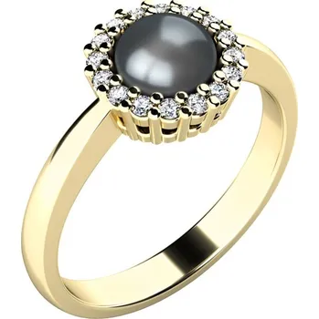 Prsten Dámský prsten přírodní diamant 0.080 ct perlový 10928-ZL-FW-Black velikost 51