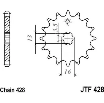 Řetězová sada pro motocykl Řetězové kolečko JT JTF 428-14 14 zubů, 428