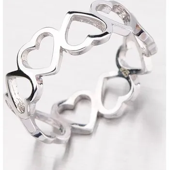 Prsten Dámský prsten stříbro 925 srdíčky HK-623-OKS velikost 57