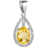 Stříbrný přívěsek slza žlutý zirkon 14034.3 citrine