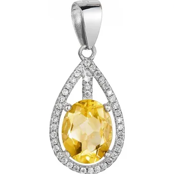 Oblečení a móda Stříbrný přívěsek slza žlutý zirkon 14034.3 citrine