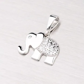 Přívěsek Dámský přívěsek bílé zlato 585 zirkon - slon 43-2847