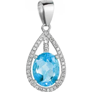 Oblečení a móda Stříbrný přívěsek slza modrý zirkon 14034.3 aqua