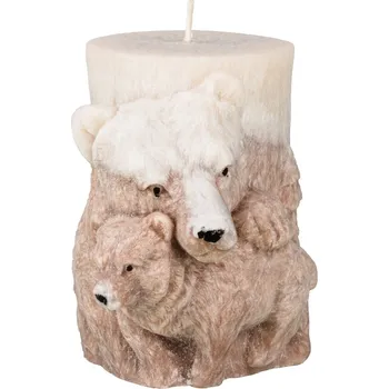 Svíčka Přírodní vonná svíčka palmová - AROMKA - Medvěd válec Barva: Hnědá