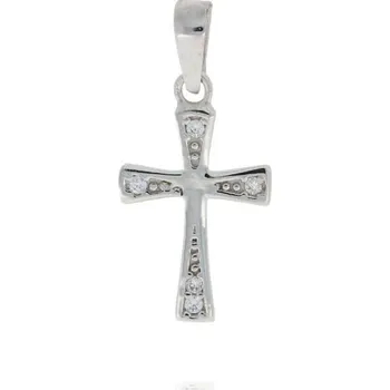 Přívěsek Křížek z bílého zlata zdobený zirkony