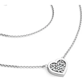 Náhrdelník Dámský náhrdelník bílé zlato 585/1000 přírodní diamant 0.096 ct G/SI srdce s brilianty 10881-NH01-B délka 42 cm