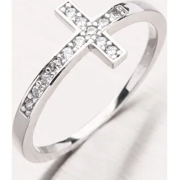 Prsten Dámský prsten bílé zlato 585 zirkon křížkem PKL11-040 velikost 54
