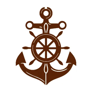 Samolepící dekorace SAMOLEPKA Kotva 005 pravá s kormidlem (15 - hnědá) NA AUTO, NÁLEPKA, FÓLIE, POLEP, TUNING, VLASTNÍ TEXT, TISK, AUTOSAMOLEPKY.cz, POLEPY, OBRÁZEK, LOGO, SAMOLEPKY