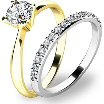 Prsten Zásnubní prsten zlato mix 585/1000 zirkon set dvou zásnubních 10770-SET01-ZB velikost 52