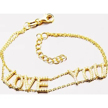 Oblečení a móda Dámský náramek stříbro 925 zlacený se zirkony B1803012-1905-SLX délka 17 cm