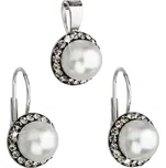 Sada šperků s krystaly Swarovski náušnice a přívěsek šedá perla kulaté 39091.3
