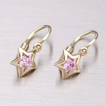 Náušnice Dětské náušničky žluté zlato 585 zirkon hvězdičky 52DN-1942ZR