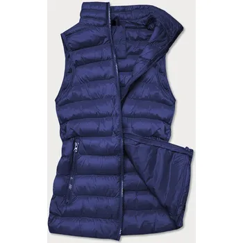 Dámská vesta Tmavě modrá krátká dámská prošívaná vesta 6I2HQ4 J.STYLE, odstíny modré S (36) i392_18797-46