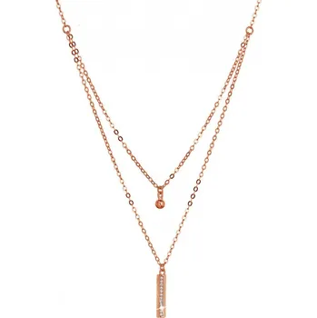 Oblečení a móda Pozlacený stříbrný ROSE náhrdelník kulička a úzký obdelník se zirkony bílý 12057.1 crystal