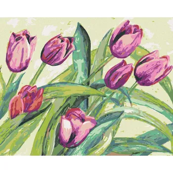 Hračka Diamondi Diamantové malování - FIALOVÉ TULIPÁNY Rozměr: 40x50 cm, Rámování: bez rámu a bez vypnutí plátna