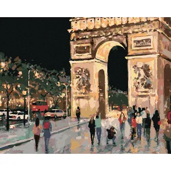 Diamondi Diamantové malování - VÍTĚZNÝ OBLOUK V NOCI Rozměr: 40x50 cm, Rámování: bez rámu a bez vypnutí plátna