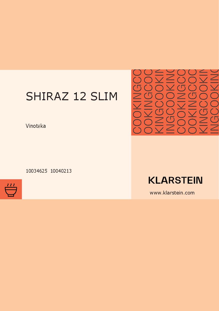 Návod k obsluze Klarstein Shiraz 12 Slim Zbozi cz