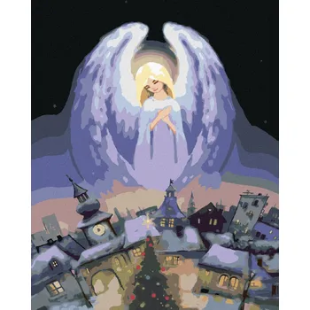 Diamondi Diamantové malování - ANDĚL NAD MĚSTEM Rozměr: 40x50 cm, Rámování: bez rámu a bez vypnutí plátna