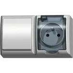 OSPEL FALA kombinace zásuvka bílá s kouřovým víčkem + vypínač bílý IP44